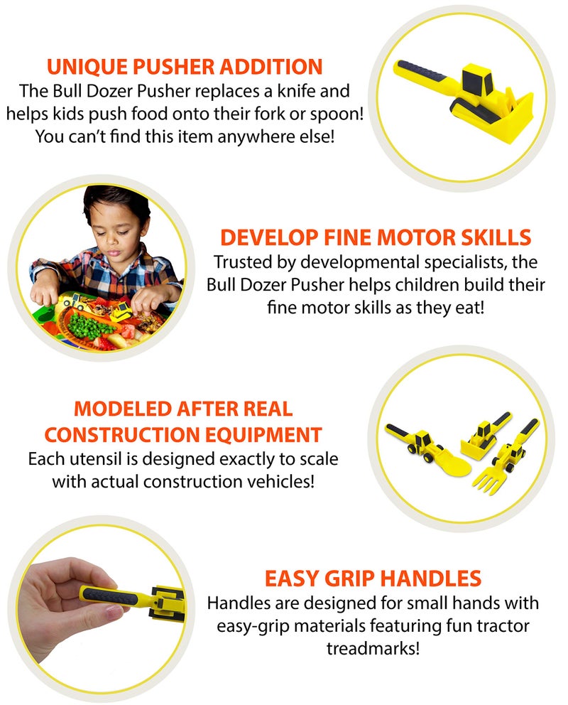 Constructive Eating - Toddler Construction Utensils Made in USA - Silverware for Toddlers - Utensils for Kids - Constructive Eating Utensil Set - Image 2